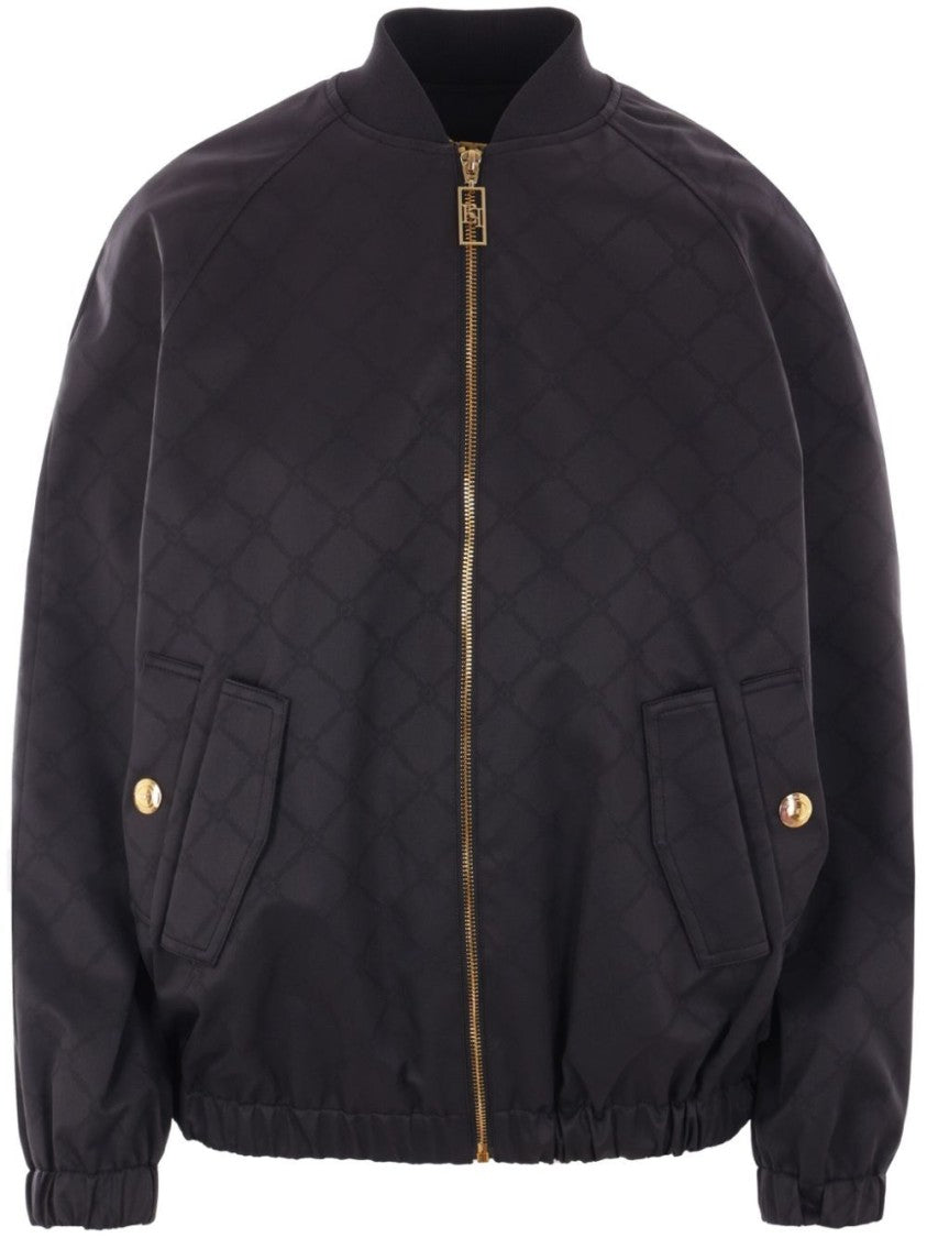 Elisabetta Franchi Quilted Black Bomber Jacket
