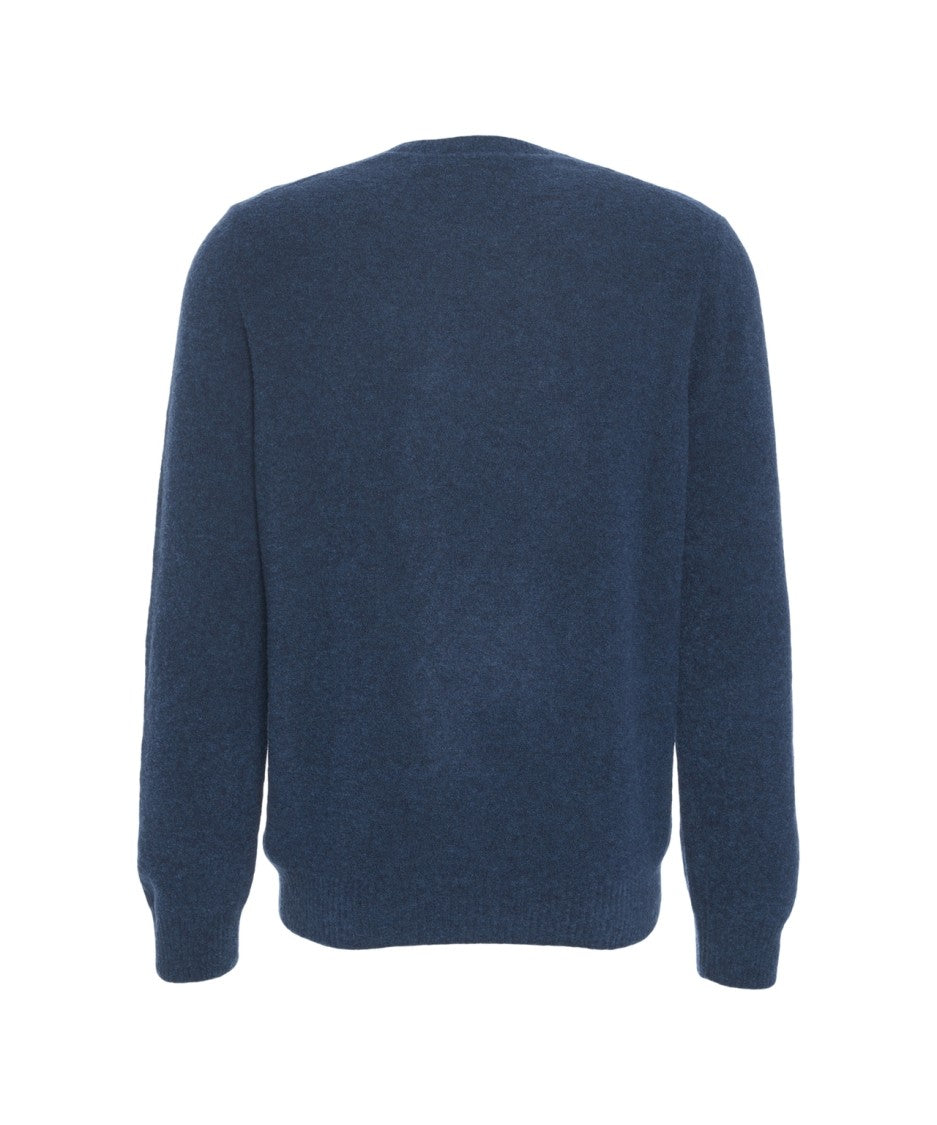 Gender Deep Blue Classic Crew Neck Wool Pullover