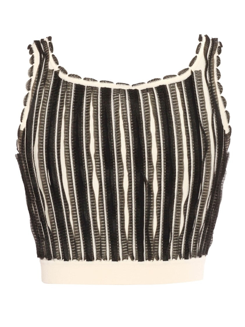 Elisabetta Franchi Cropped Top With Textured Stripes