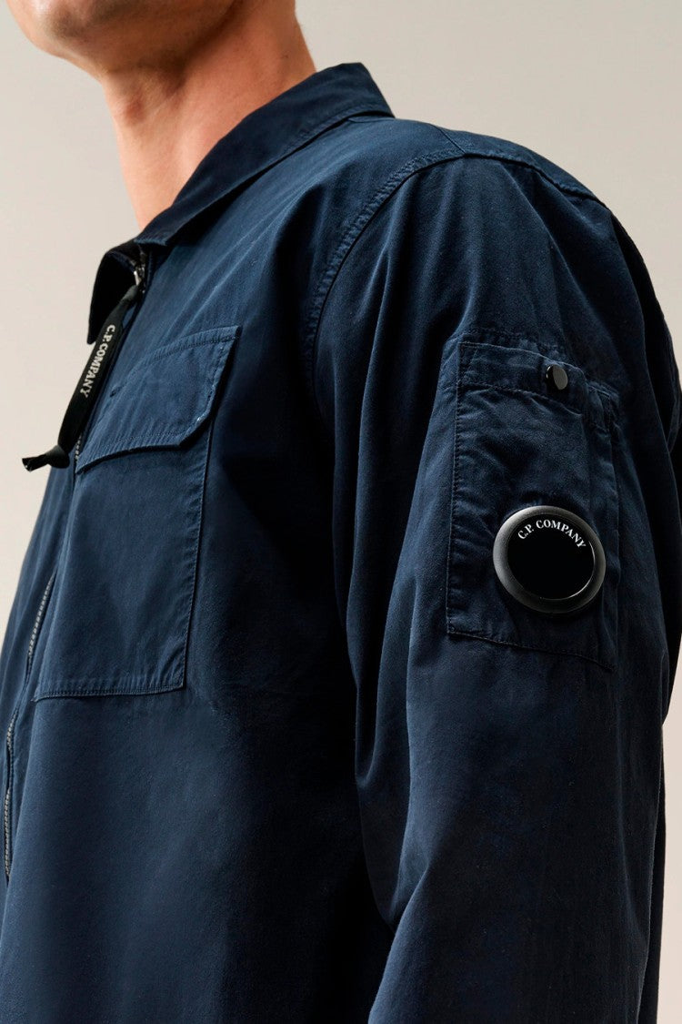C.P. Company Navy Lens Detail Collared Cotton Overshirt