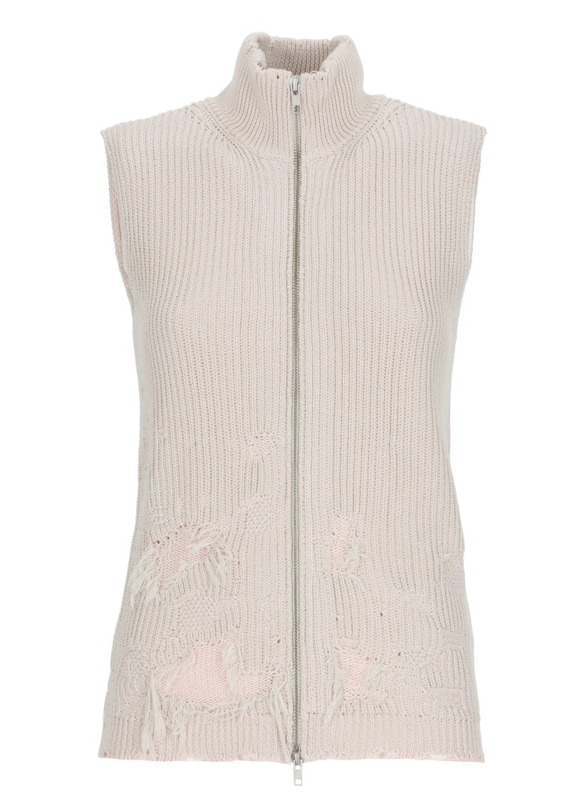 Mm6 By Maison Margiela Cotton Ripped Gilet