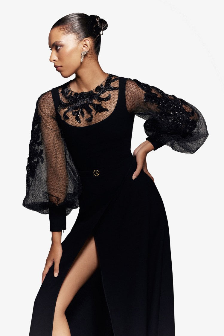 Saiid Kobeisy Crepe Dress With Envelope Skirt