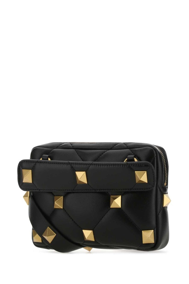 Valentino Garavani Black Nappa Leather Roman Stud Handbag
