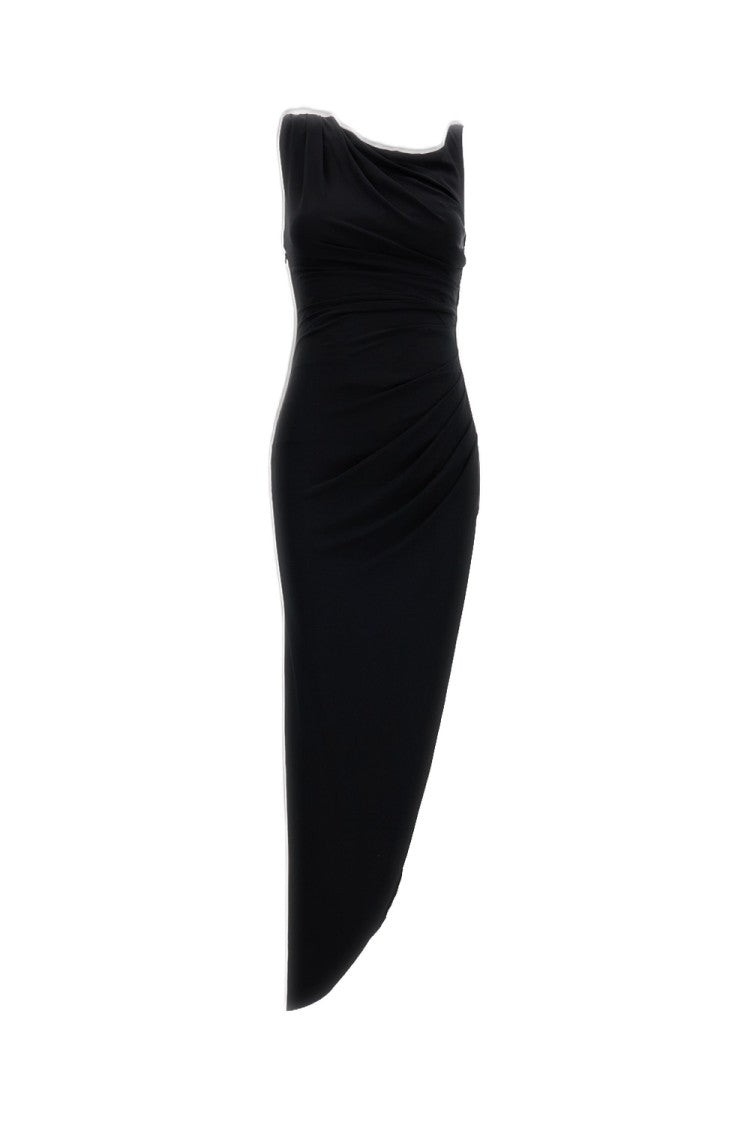 Elisabetta Franchi Asymmetric Long Ersey Crepe Dress