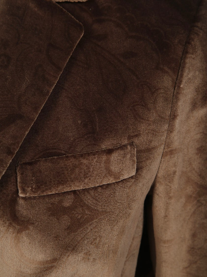 Circolo Rich Brown Paisley Velvet Jacket