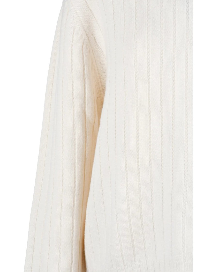 Aspesi Ribbed Knit Crew Neck Pullover With Cropped Silhouette