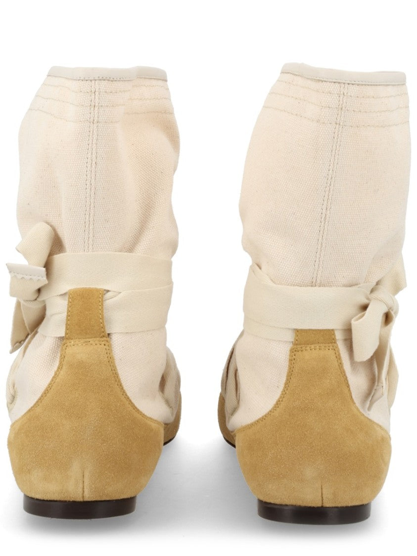 Isabel Marant Neutrals Letiz Slouchy Tie Cotton Boots