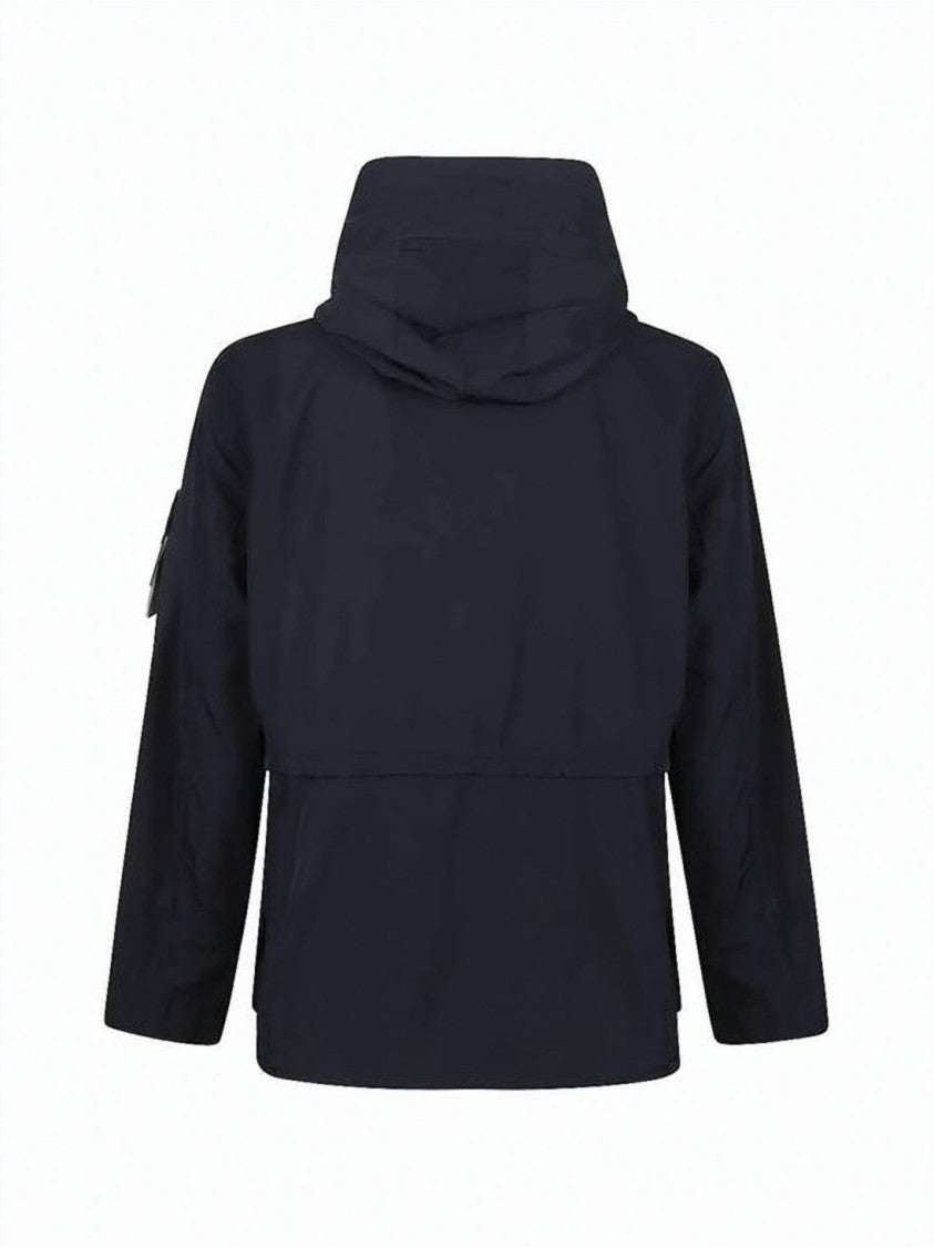 Stone Island Hooded Black Casual Jacket With Functional Pockets