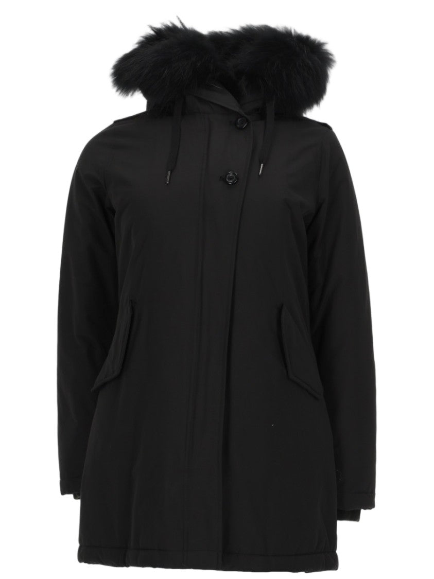 Canadian Classics Hooded Black Jacket With Plush Faux Fur Trim