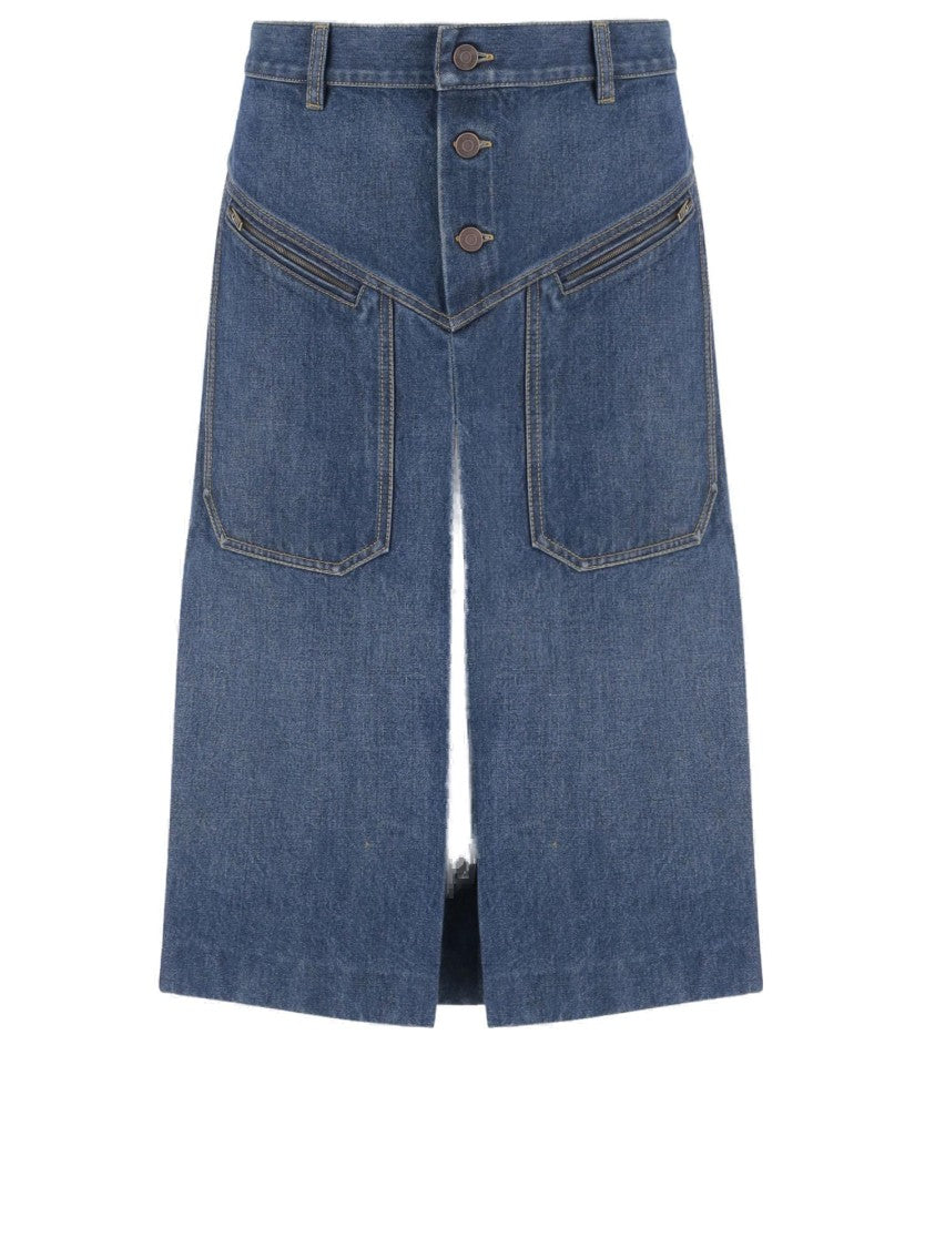 Chloé Knee-Length Skirt In Cotton Denim
