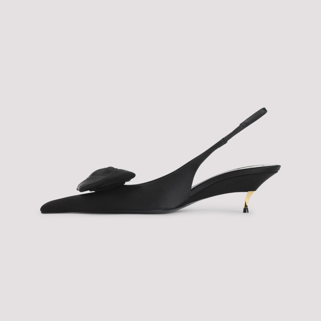 Saint Laurent Pointed Toe Slingback Sandals With Bow Detail