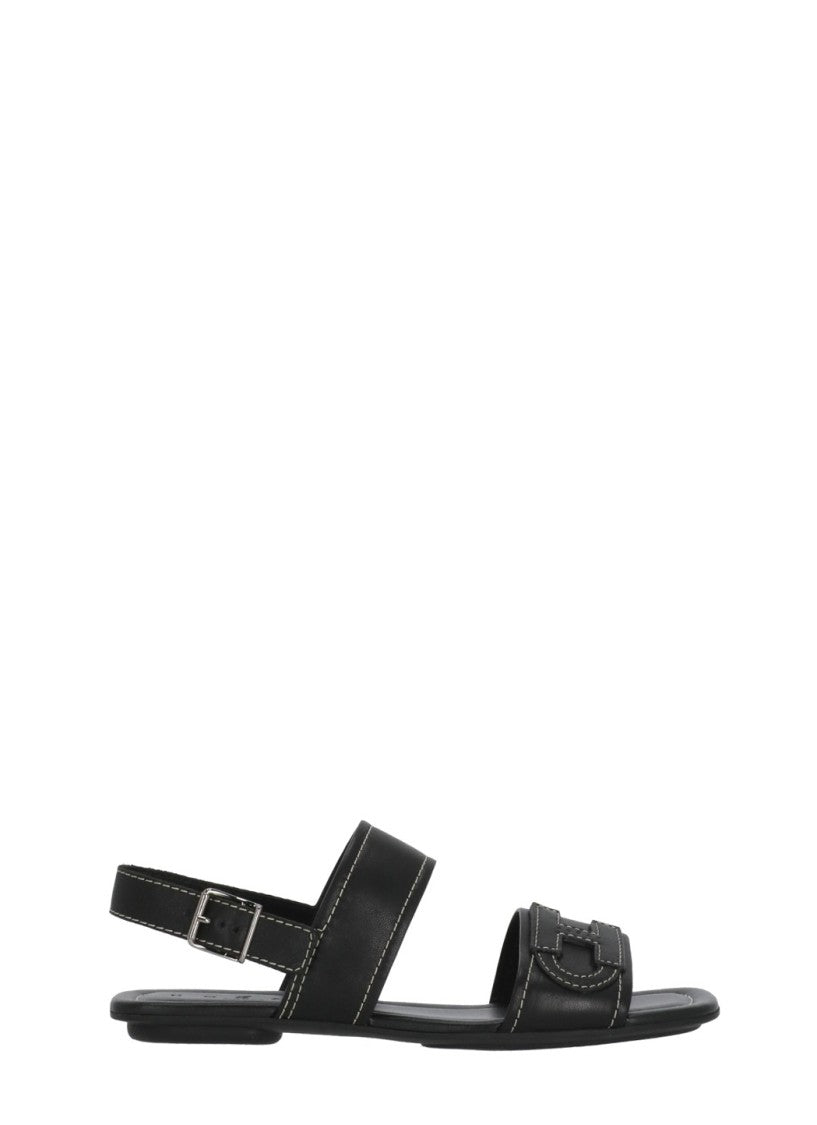 Hogan Black H685 Embossed H Sandals