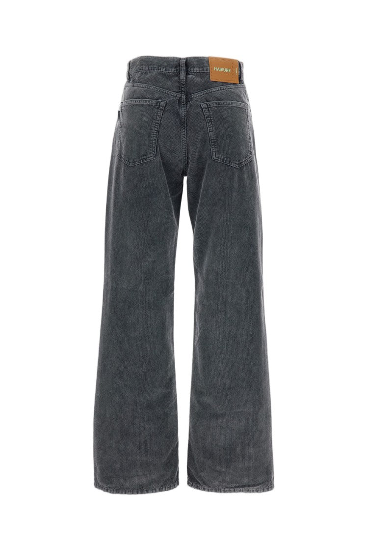 Haikure Ribbed Cotton Velvet Wide-Leg Trousers With Classic Five-Pocket Style