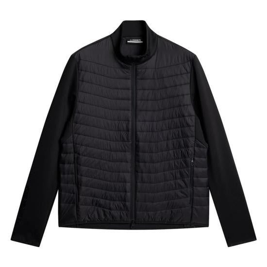 J Lindeberg Quilted Black Jacket With Sleek Paneling And Insulated Design