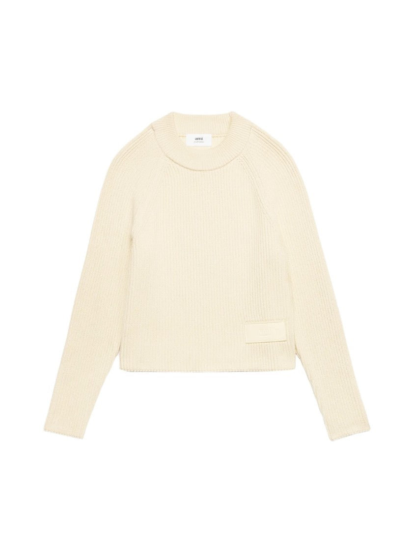 Ami Logo Patch Ribbed Sweater