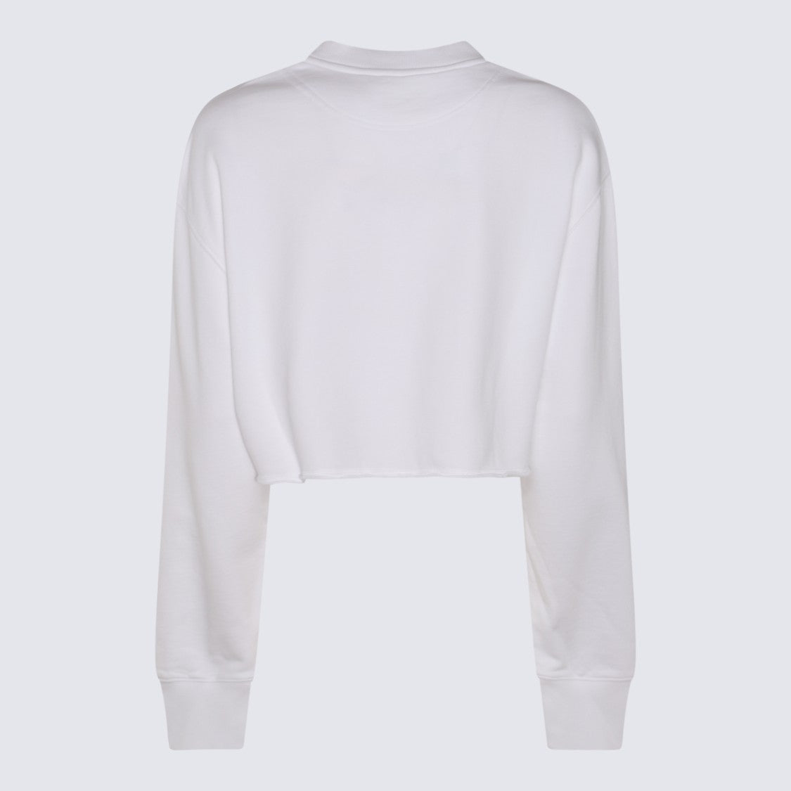 Stella Mccartney Cropped White Sweater With Relaxed Fit And Embossed Logo