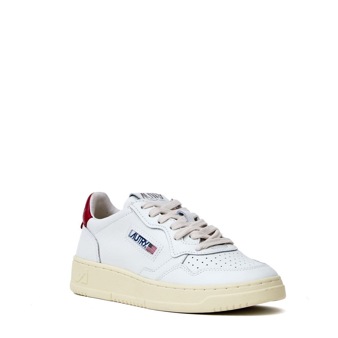 Autry White Deep Claret Medalist Low Leather Sneakers