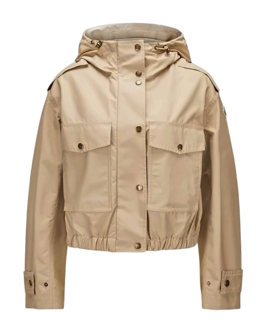 Moncler Cropped Utility Jacket With Hood And Buttoned Cuffs