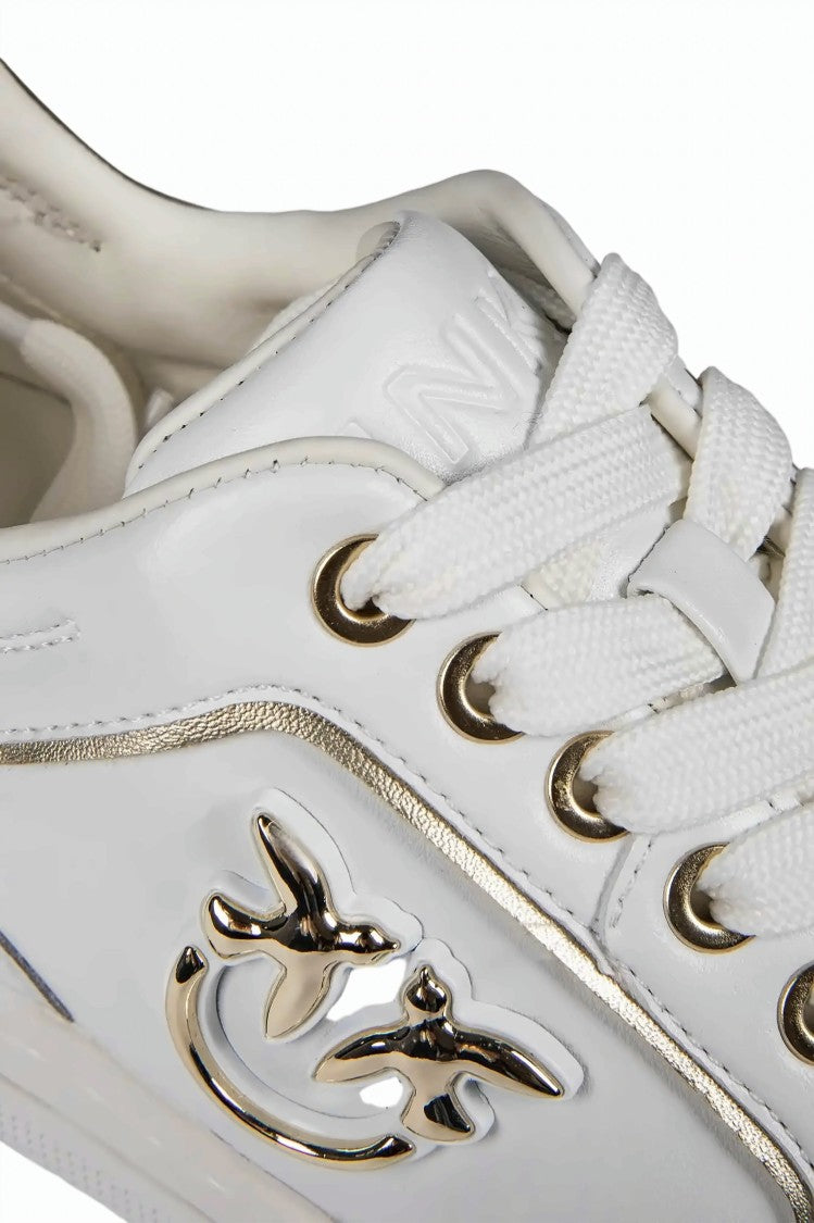 Pinko White Gold Low Top Sneakers