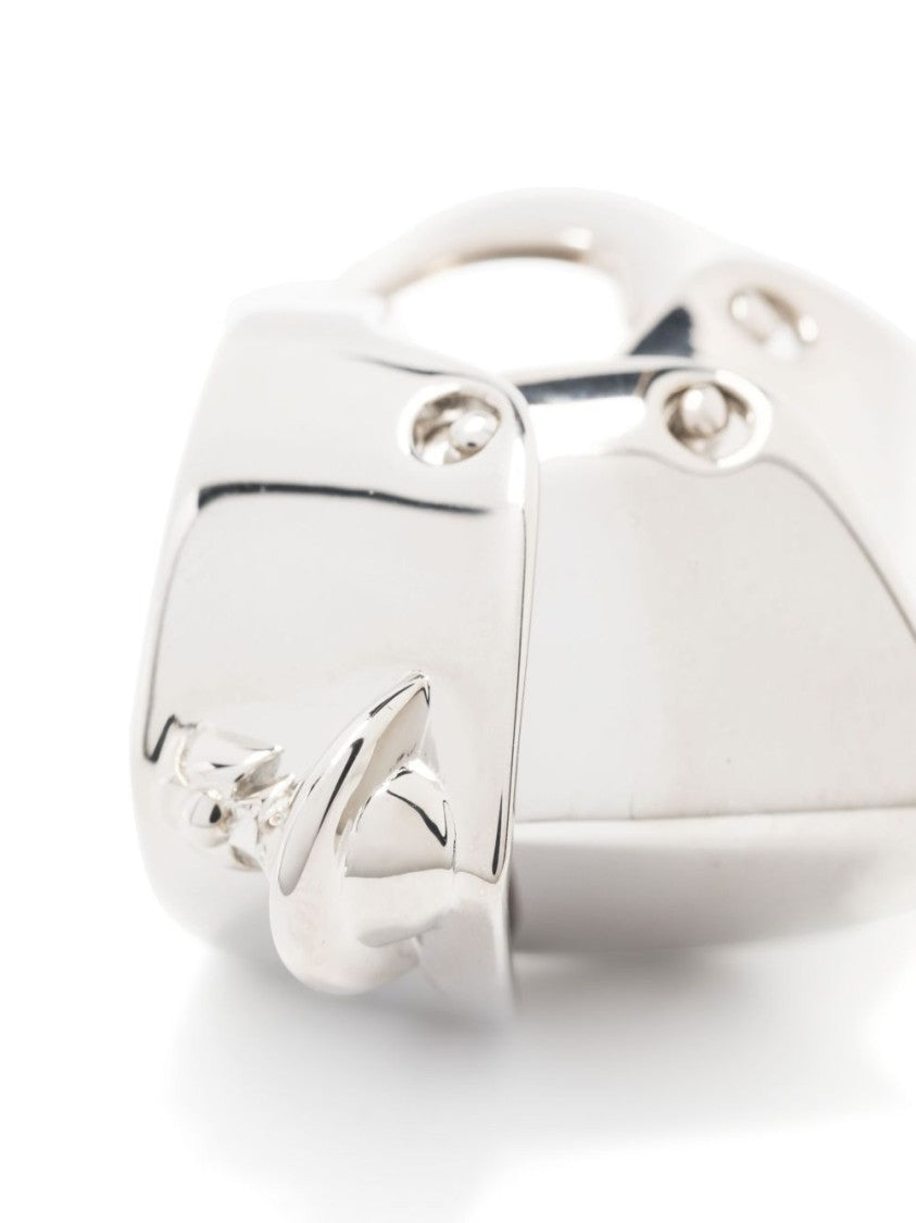 Vivienne Westwood Polished Multi-Band Silver Ring With Signature Orb Motif
