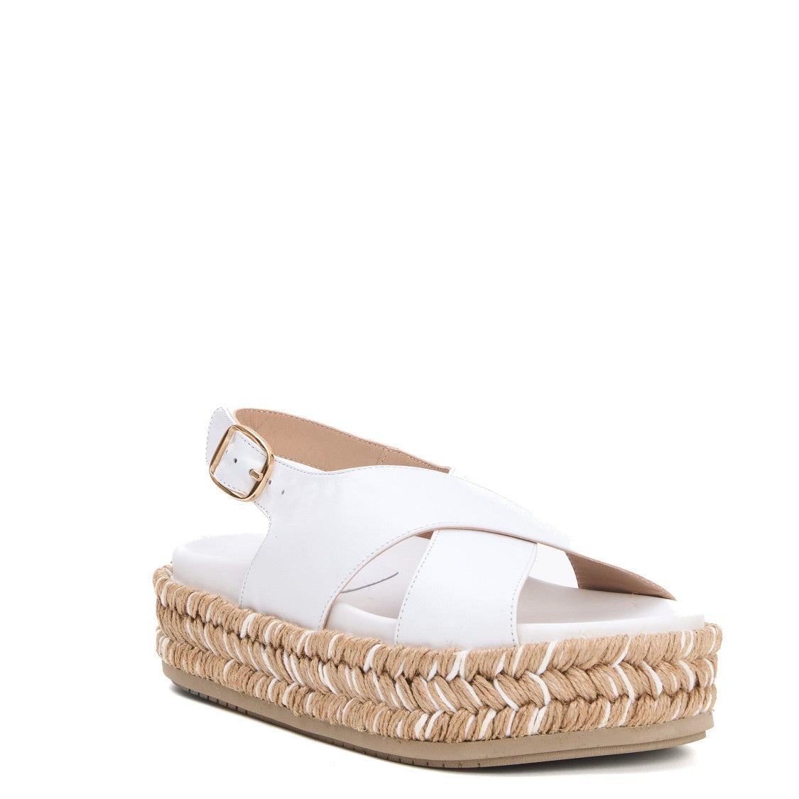 Paloma Barceló White Leather Rope Wedge