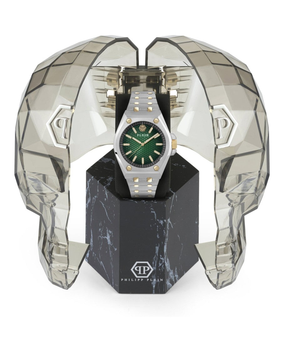 Philipp Plein Two-Tone Bracelet Watch With Green Guilloche Dial
