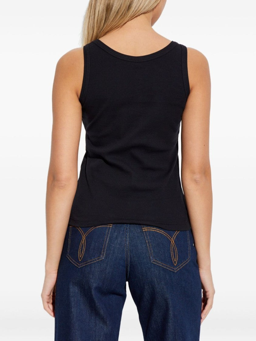 Versace Black Silk And Nylon Knit Top