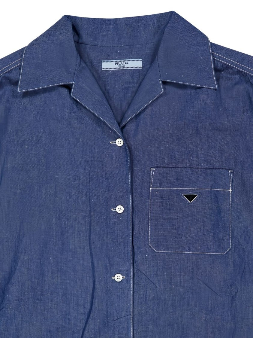 Prada Blue Chambray Washed Bowling Jumpsuit