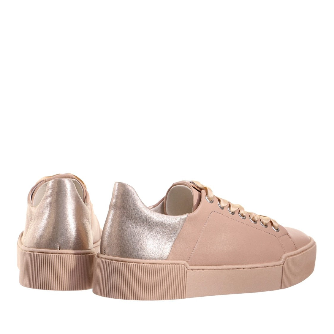 Högl Beige Blade Metallic Accent Leather Wedge Sneakers