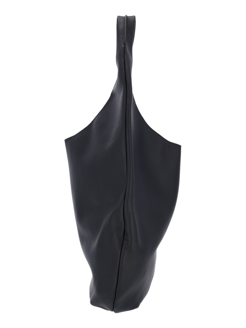 A.P.C. Black Hammered Leather Tote Bag