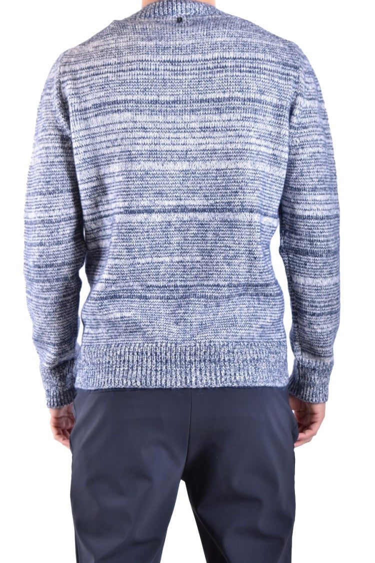 Dondup Textured Blue Knitwear With Classic Crew Neck