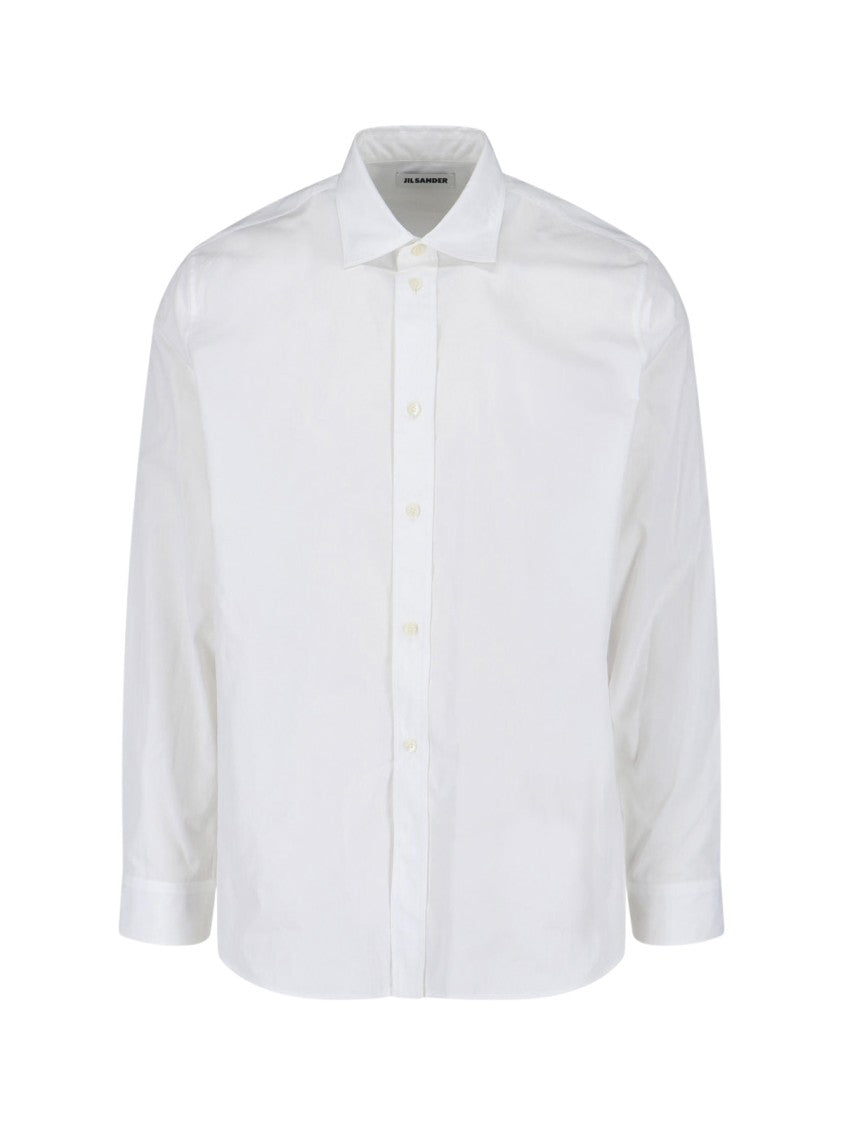 Jil Sander White Minimalist Pointed Collar Cotton Shirt