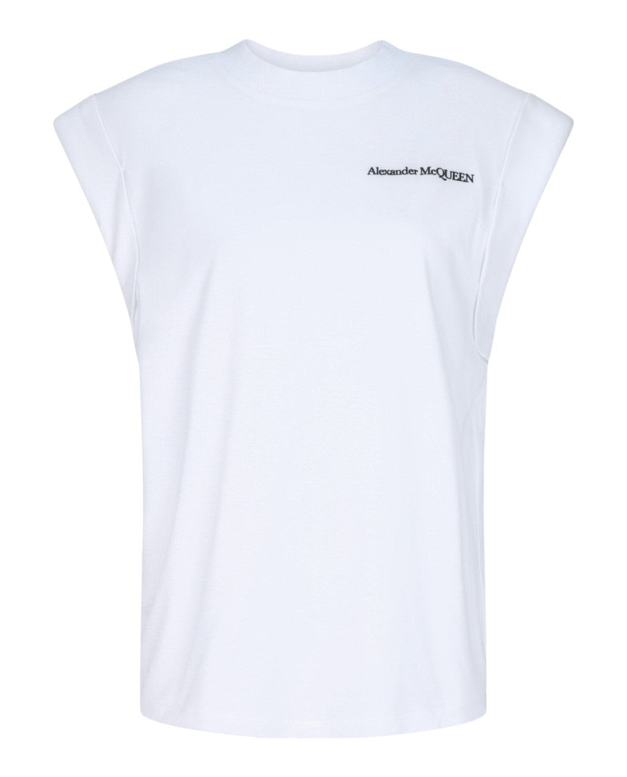 Alexander Mcqueen Logo Embroidered Cotton T-Shirt