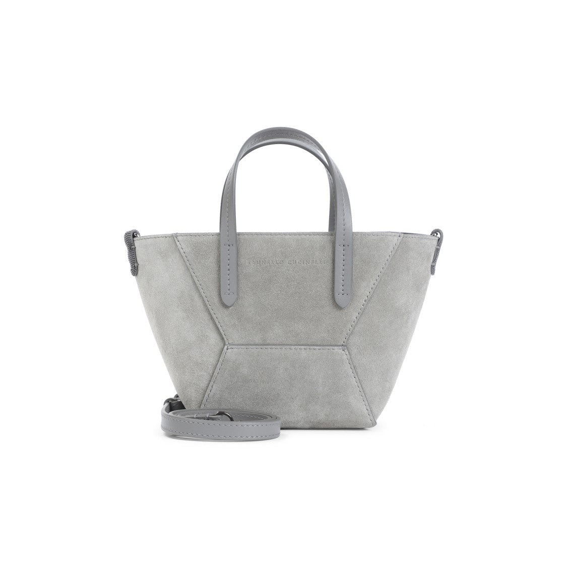 Brunello Cucinelli Grey Suede Shoulder Bag
