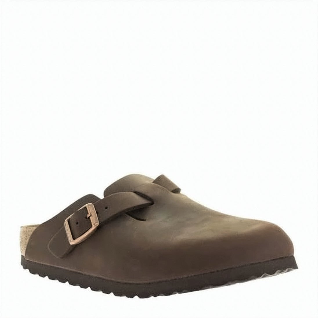 Birkenstock Oiled Leather Clogs With Adjustable Buckle And Cork Footbed