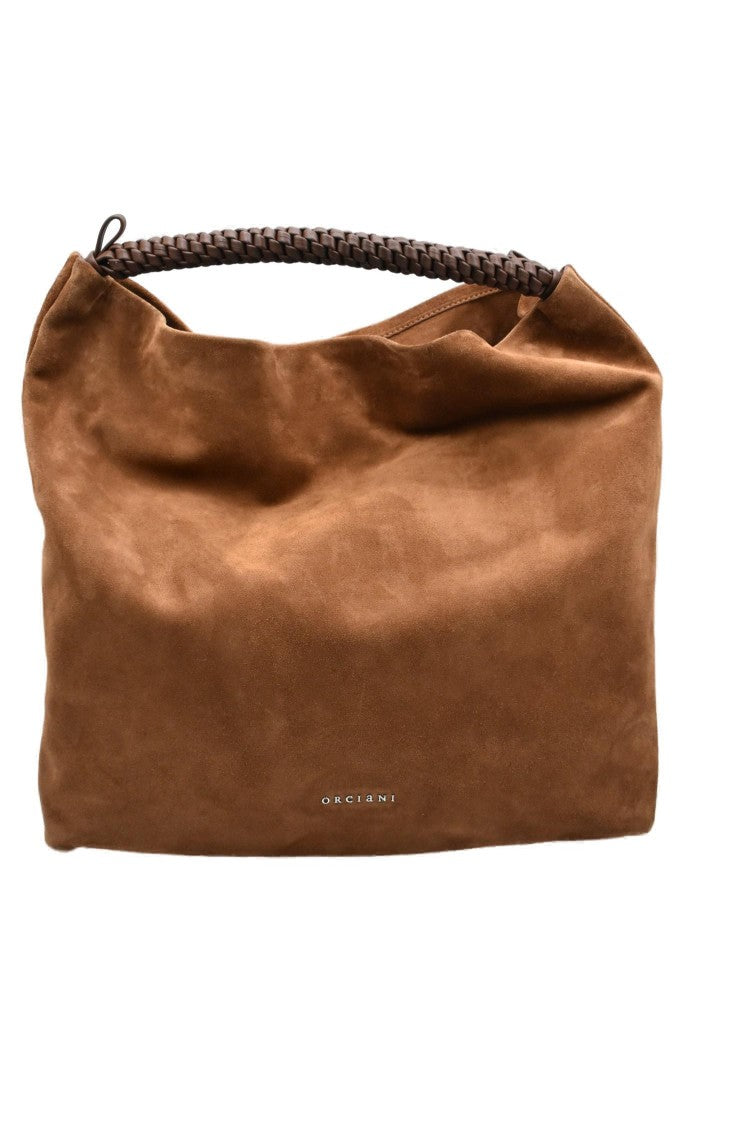 Orciani Soft Suede Shoulder Handbag With Braided Strap