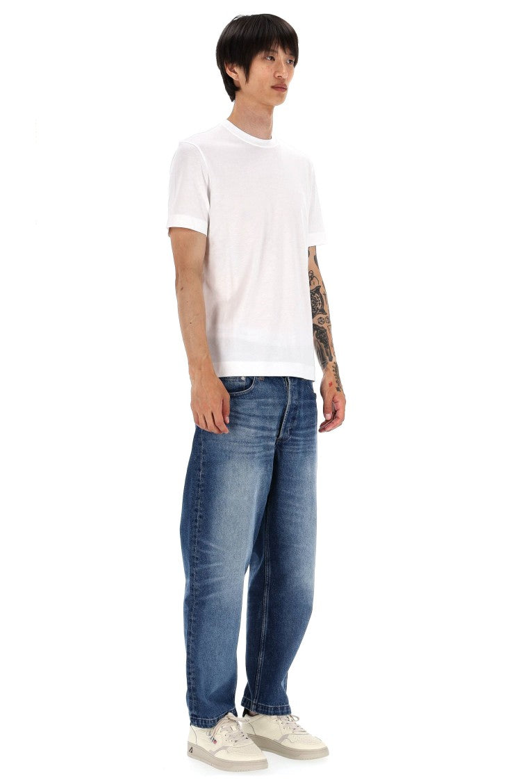 Zegna Premium White Cotton Jersey T-Shirt With Subtle Embroidery