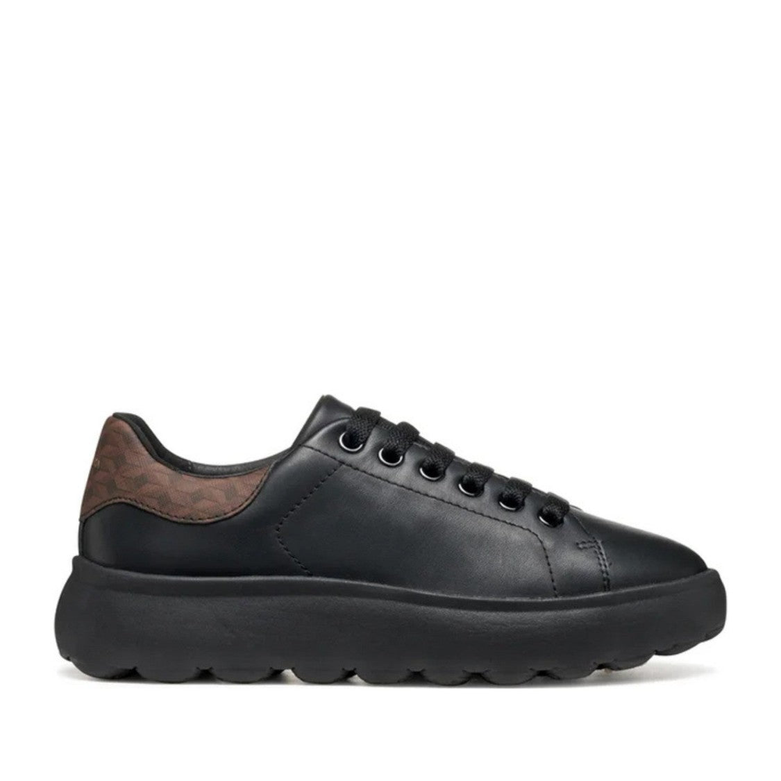 Geox Spherica Leisure Black Leather Sneakers