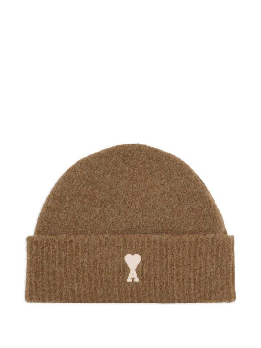 Ami Paris Knit Hat With Ami De Coeur Monogram