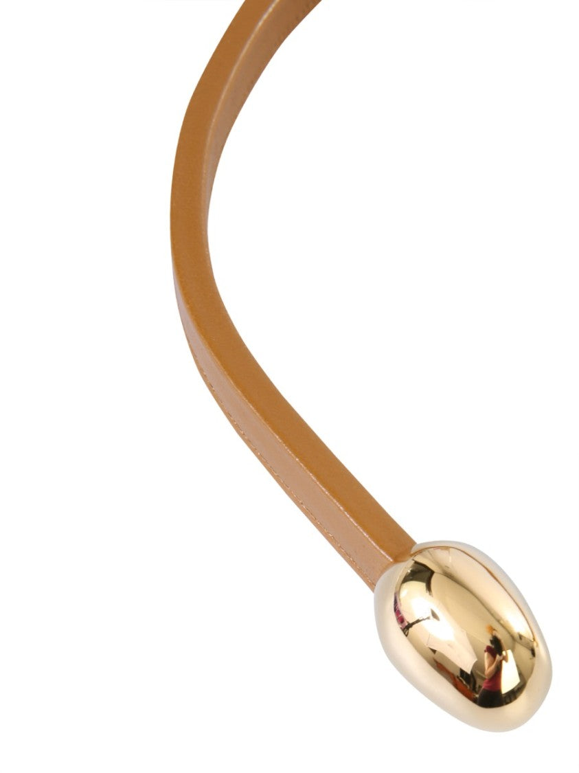 Bottega Veneta Brass-Accented Leather Necklace