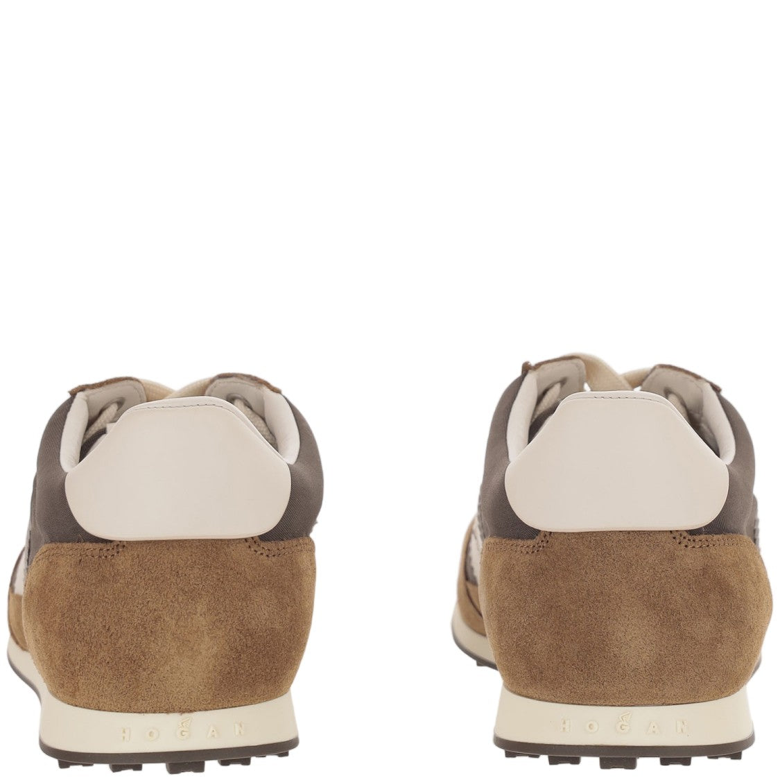 Hogan Beige Athletic Contrast Suede Mesh Sneakers