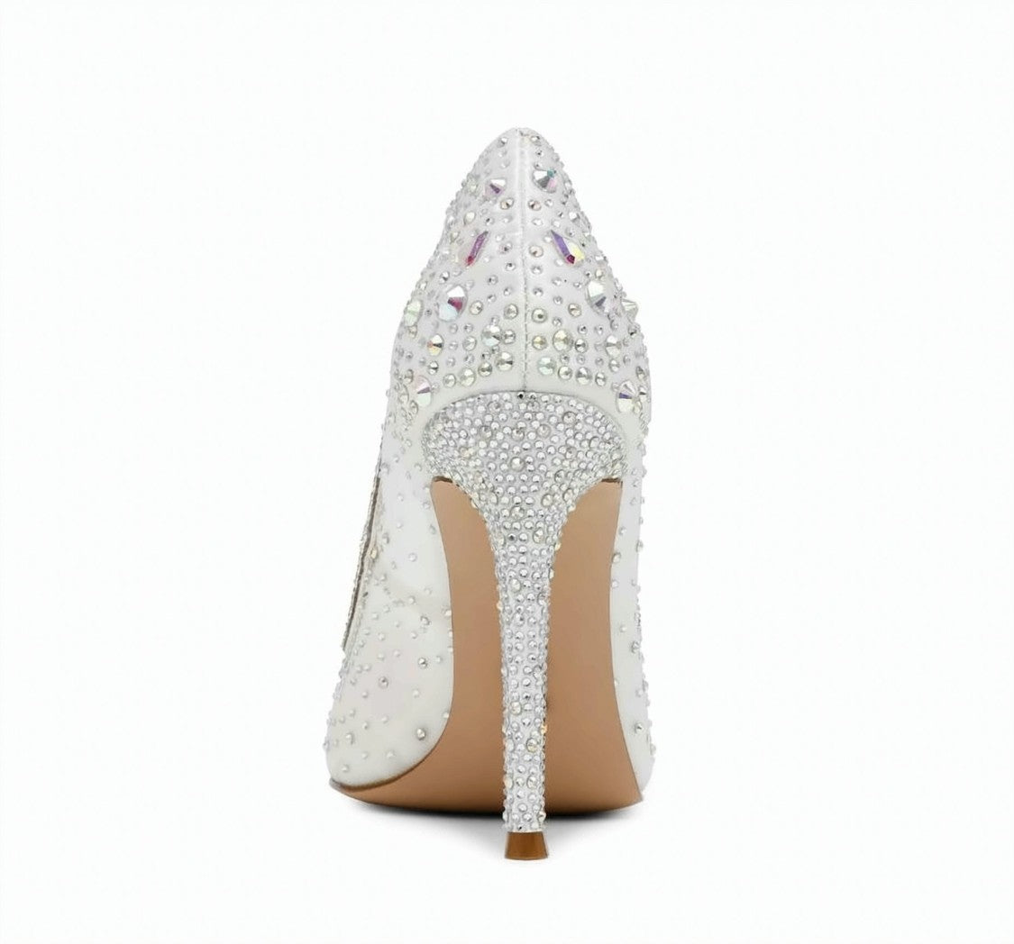Steve Madden Encaged Ivory Pointed Rhinestone Stiletto Heels