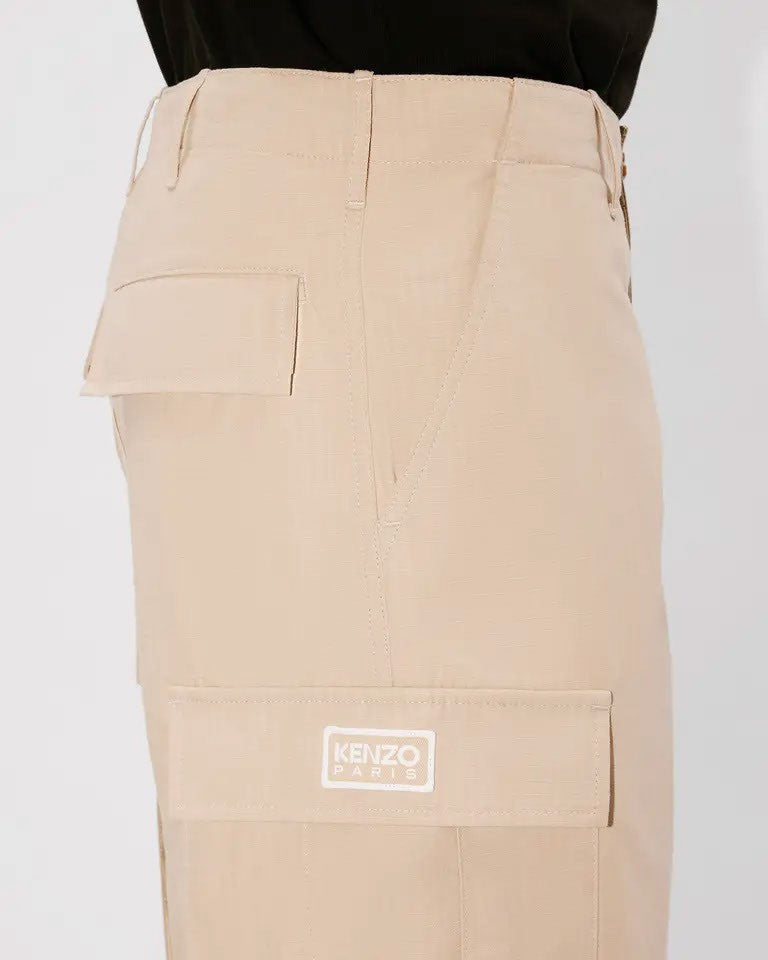 Kenzo Relaxed Fit Beige Cargo Workwear Pants
