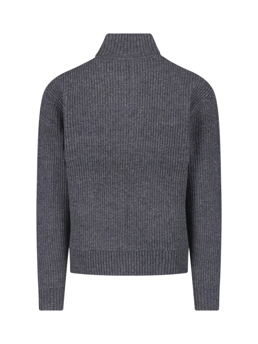 Berner Kuhl Grey Shrunk Wool-Blend Knit Zip-Through Knit
