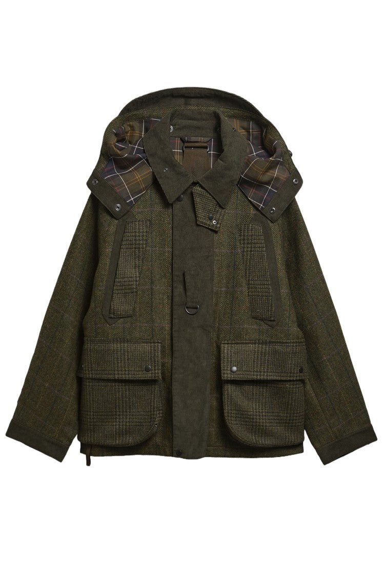 Barbour Green Check Wool Corduroy Hooded Jacket