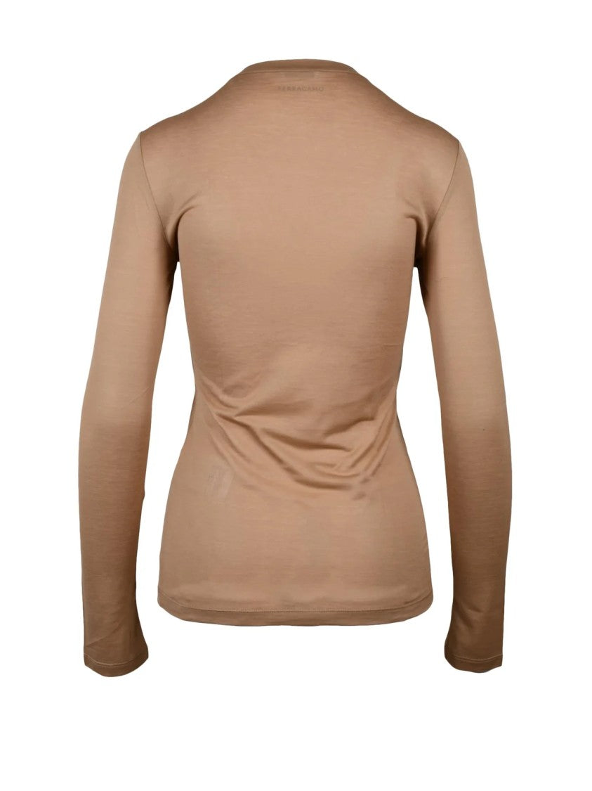 Ferragamo Beige Cotton T-Shirt