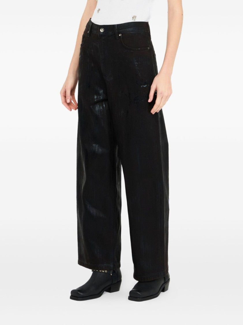 Liu Jo Wide-Leg Brown Jeans With Glossy Finish