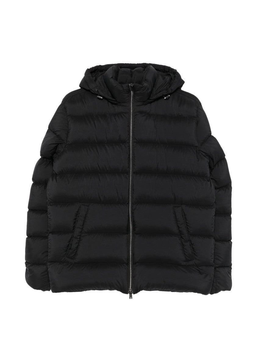 Herno Black Quilted Puffer Jacket With Adjustable Hood And Boxy Fit