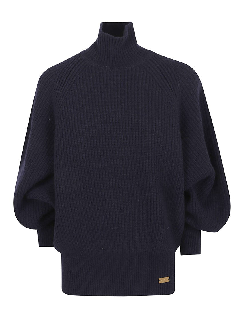 Balmain Ribbed Oversized Sweater With High Neckline