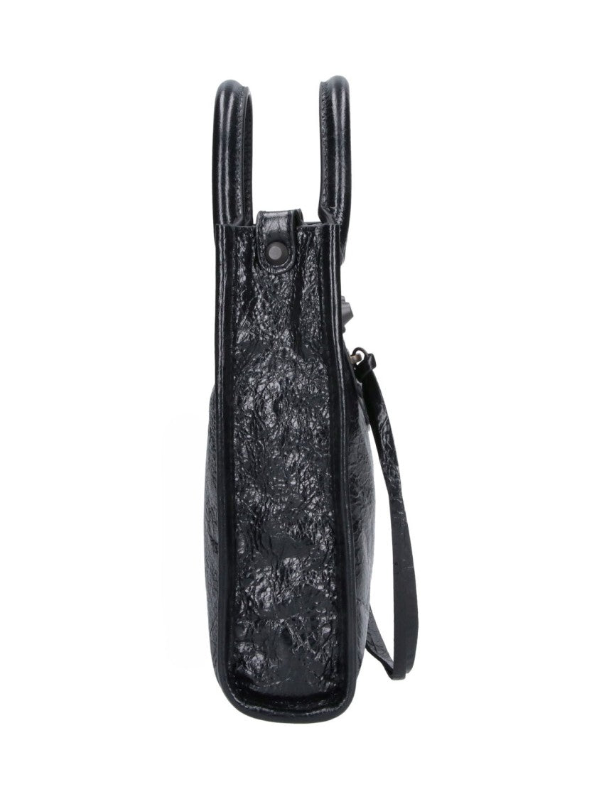 Balenciaga Black Le City Lambskin Leather Phone Tote Bag